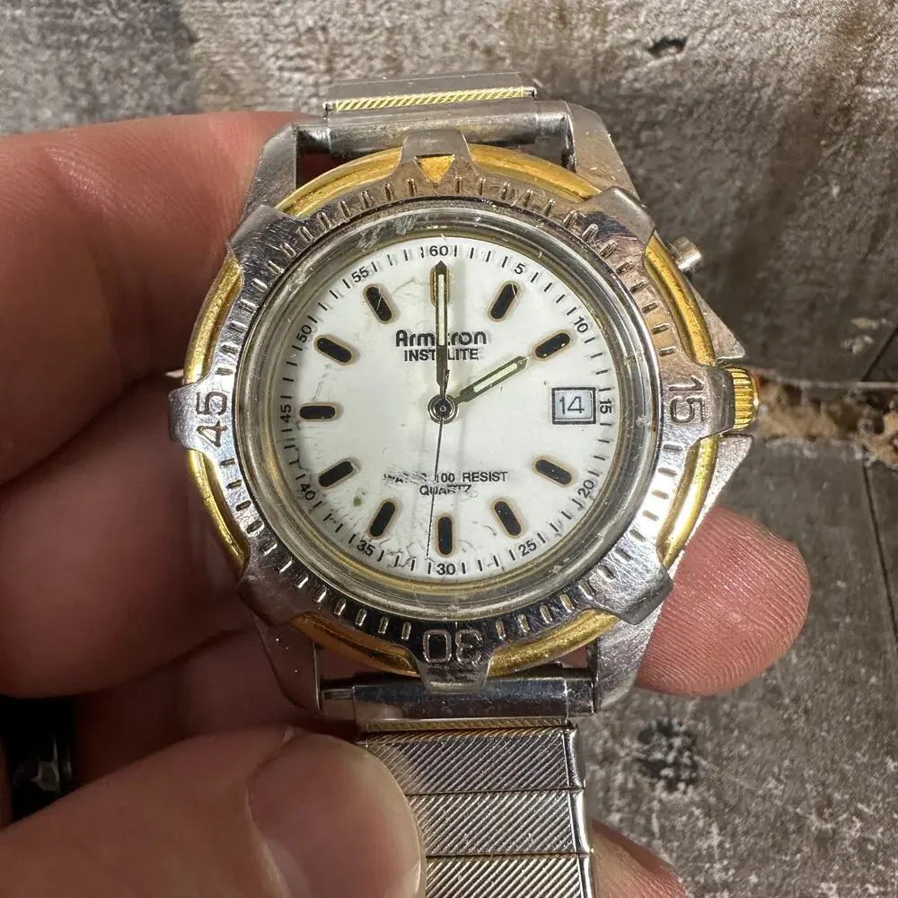Armitron Instalite Men Two Tone Expansion Quartz 20/2957-9‎ Japan MOVT